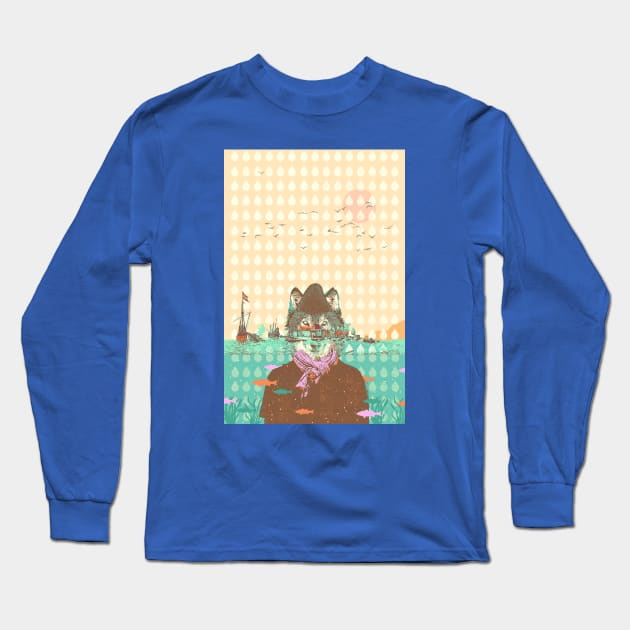 SEAFARING WOLF Long Sleeve T-Shirt by Showdeer